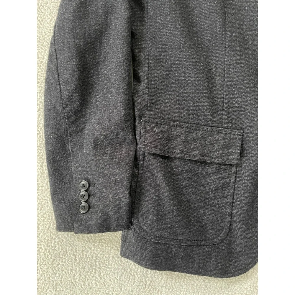 Gap Mens Extra Small‎ Blazer Charcoal Tonal Herringbone Cotton Blend Jacket